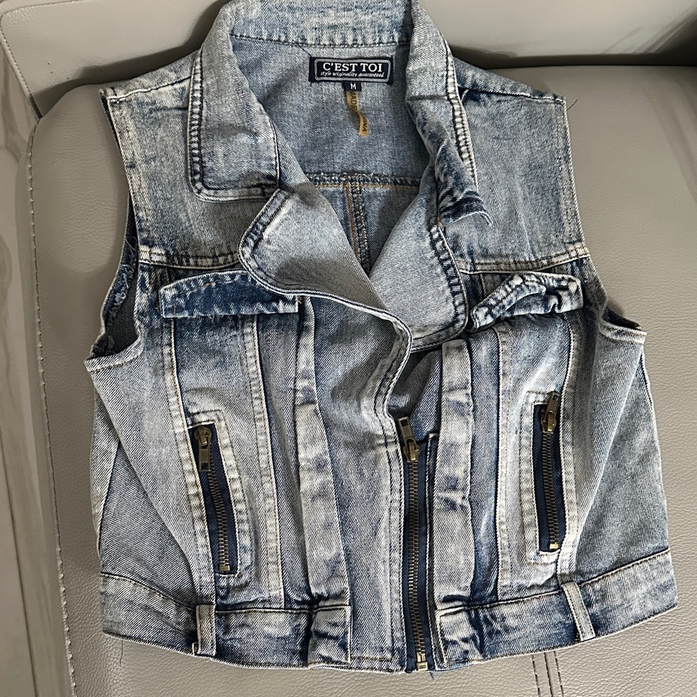 C'est Toi Women's Blue Denim Vest